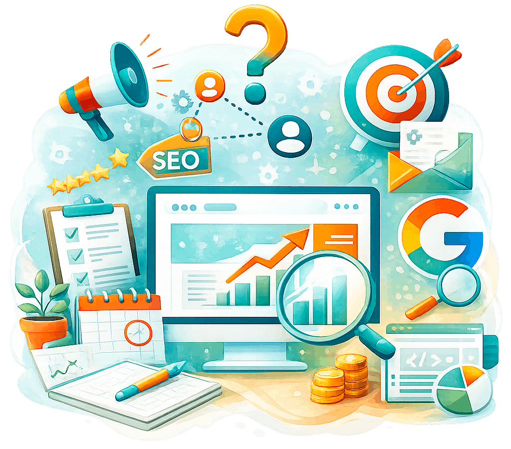 Illustration d’un site internet optimisé pour le SEO dès la création afin d’améliorer le référencement naturel sur Google