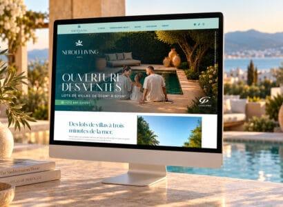 Présentation du site web immobilier Neroli Living, projet de lots de villas premium à Martil.